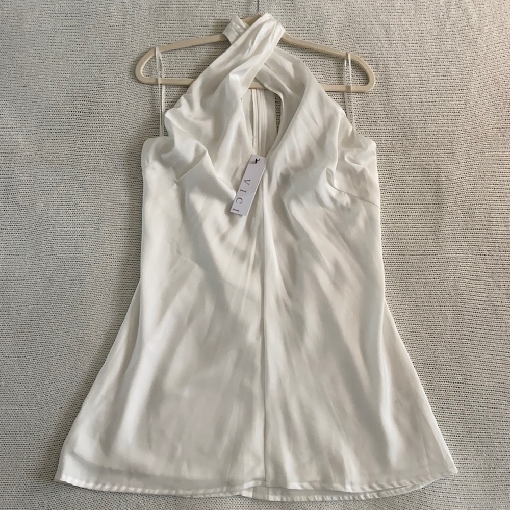 NWT! VICI Melody Satin Halter Mini Dress White Size Medium